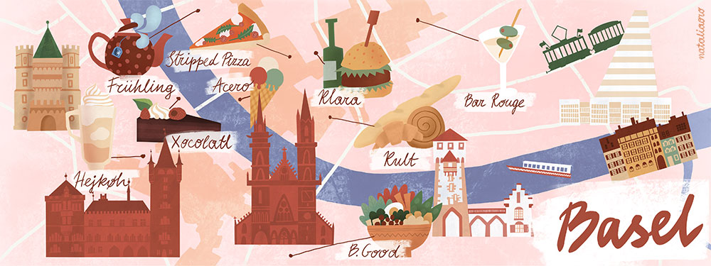 Illustrated Map Basel for Foodies by nataliaoro