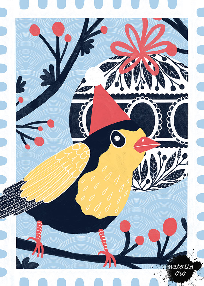 Winter Bird Greeting Card by nataliaoro