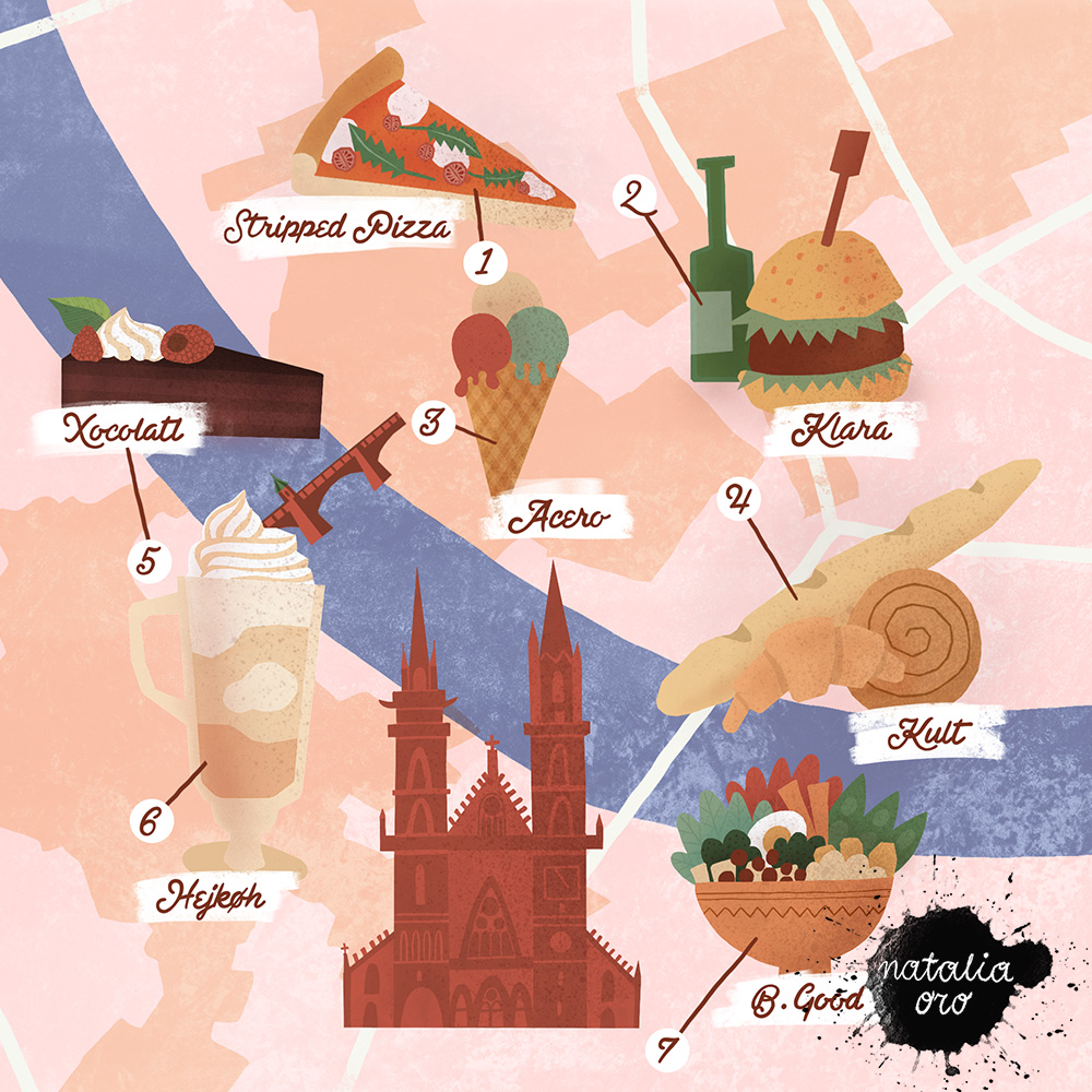 Illustrated Map Basel for Foodies by nataliaoro