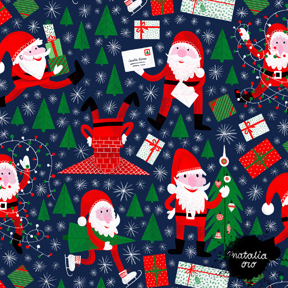Busy Santa Claus Pattern by nataliaoro