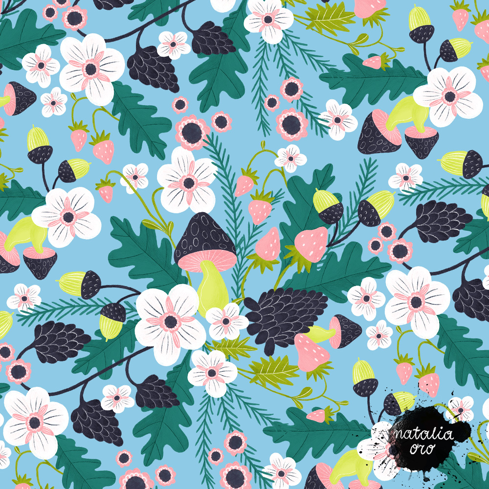 Forest Flower Field Pattern by nataliaoro
