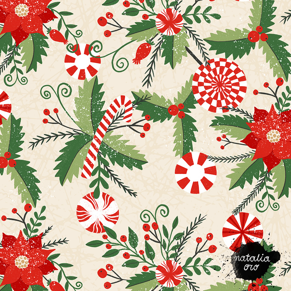 Peppermint Christmas pattern by nataliaoro
