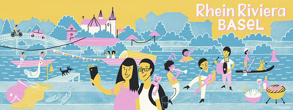 Illustrated Map of the Rhein Riviera in Basel by nataliaoro