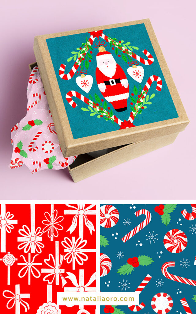Christmas Santa Ornament - Gift Box