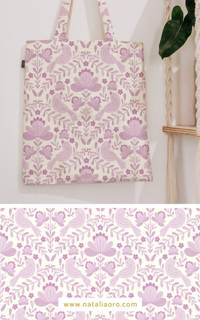 Damask Pattern Birds and Flowers