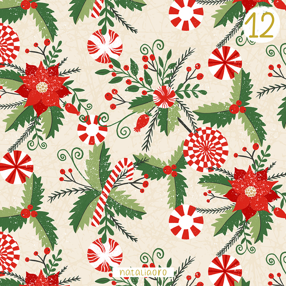 Day 12 Christmas Advent Calendar Peppermint Pattern by nataliaoro