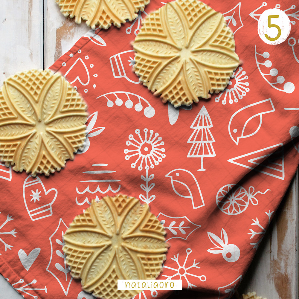 Day 5 Christmas Advent Calendar Hygge Fabric Pattern Teatowel Cookies by nataliaoro