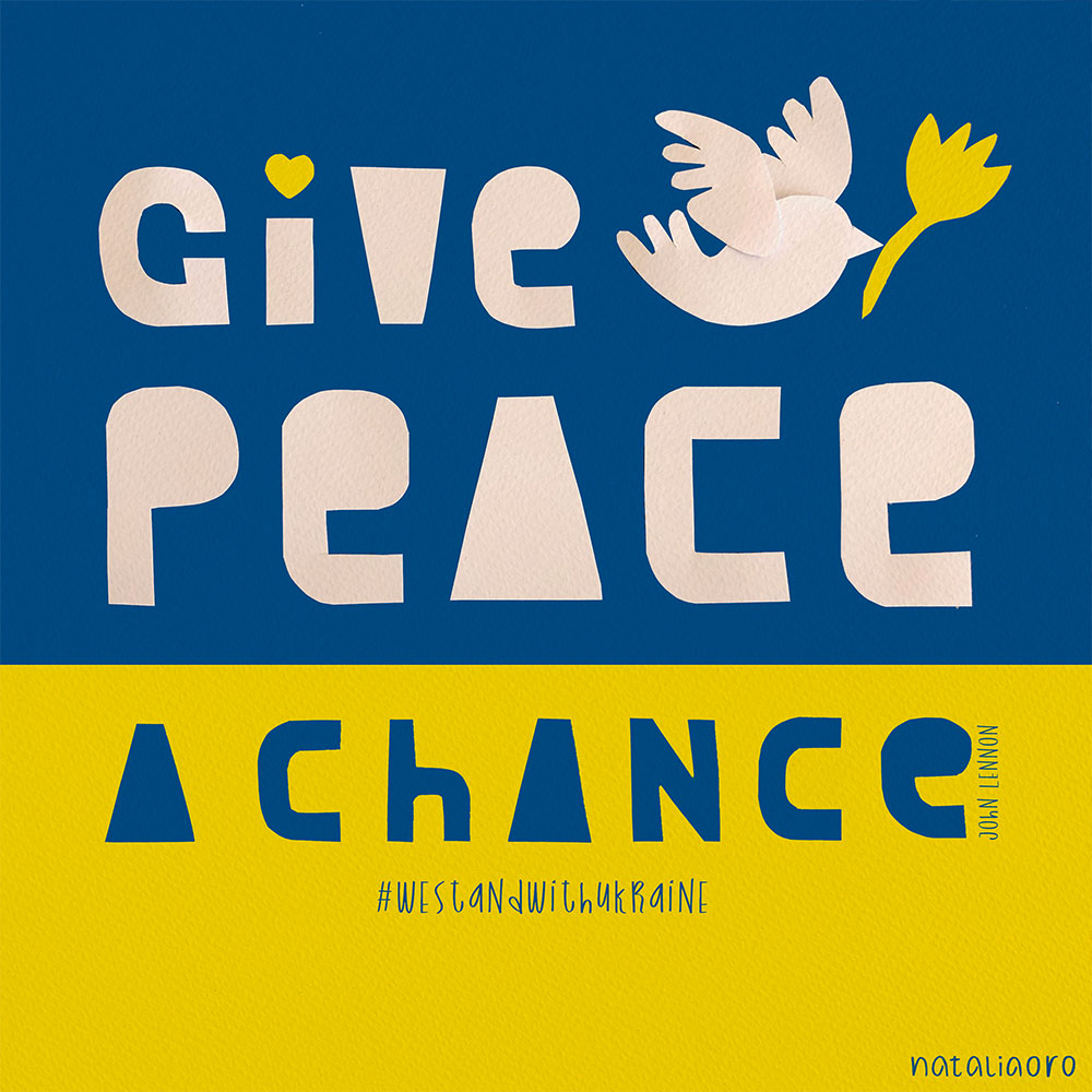 Paper cut out lettering illustration give peace a chance by nataliaoro