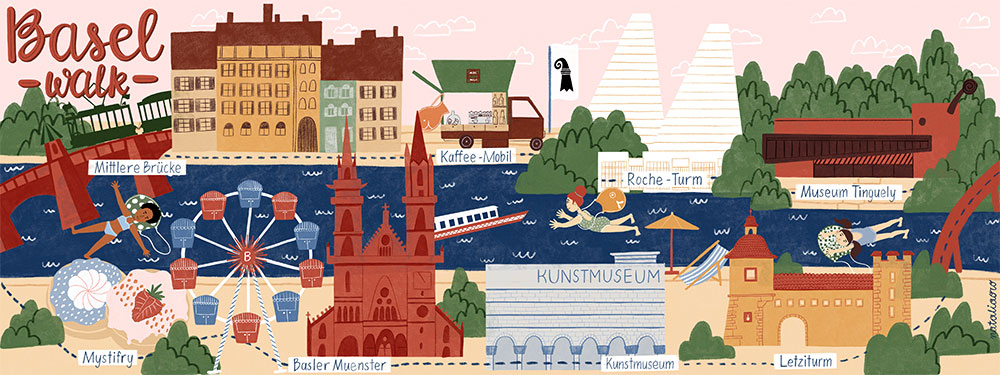 Illustrated Map of Basel Walk by nataliaoro