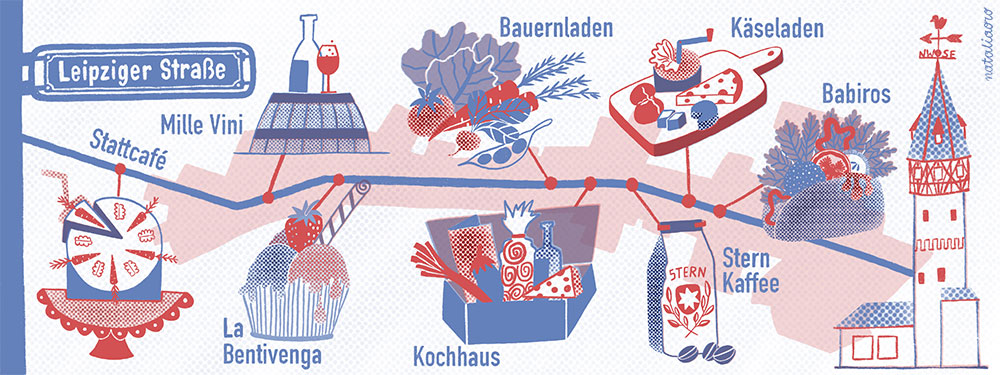Illustrated Map Support Local Business in Frankfurt by nataliaoro