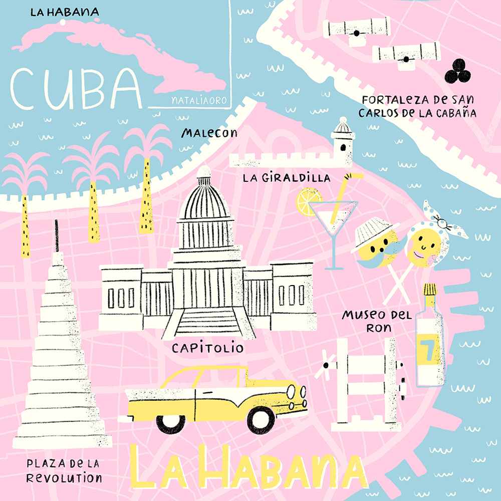 La Habana, Cuba a map illustration