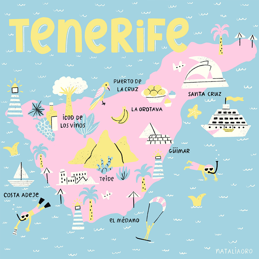 Tenerife an illustrated map of the Canary island