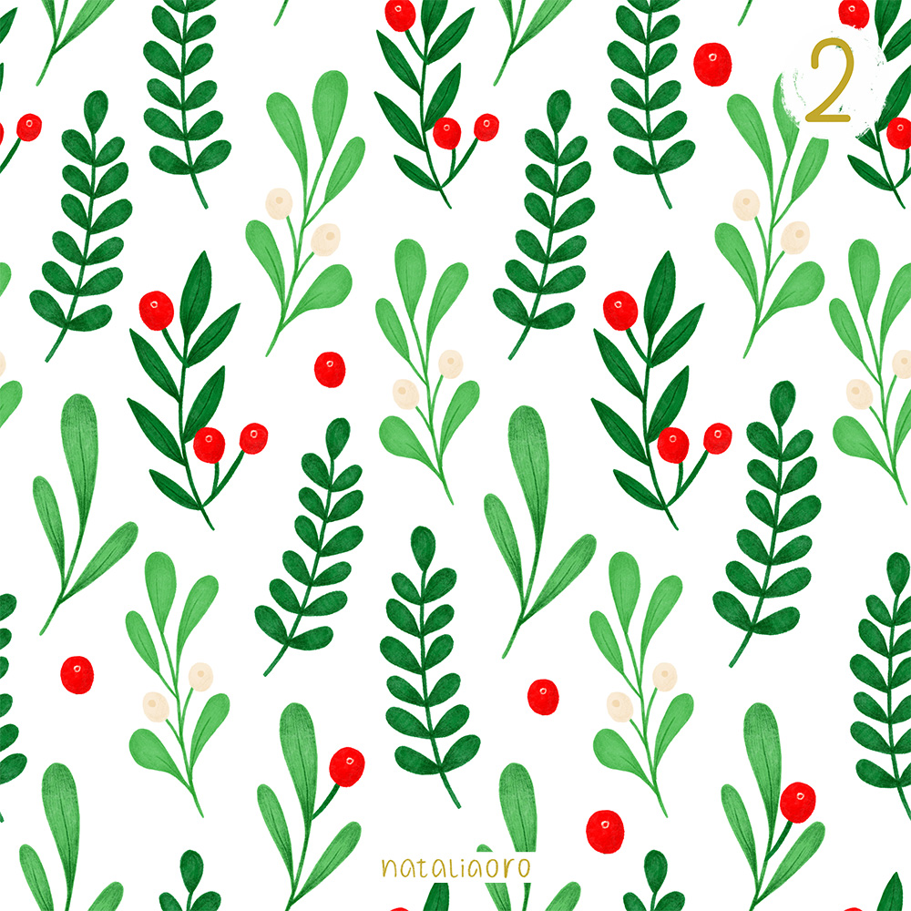 Day-2-Christmas-Advent-Calendar-Fabric-Christmas-Plants-Pattern-nataliaoro