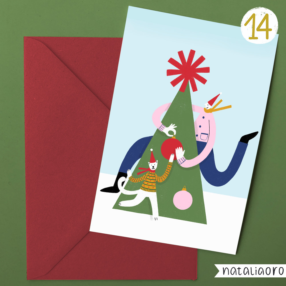 Day 14-Christmas Tree Decoration Illustration Greeting Card, personal project by nataliaoro