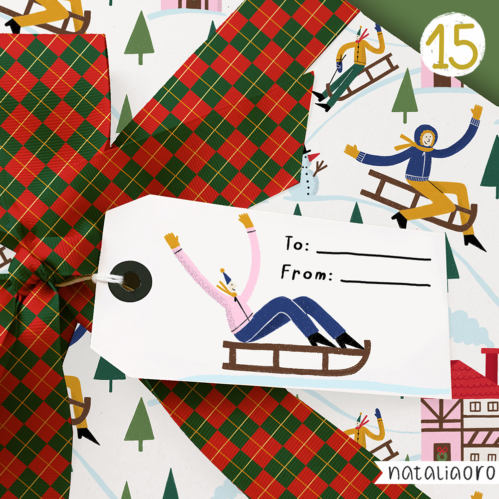 Day 15-Christmas Winter Time Sleigh Run Gift Mockup, personal project by nataliaoro