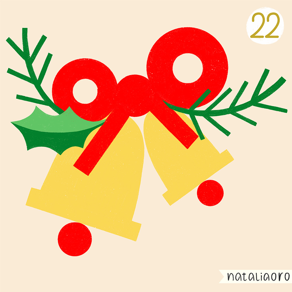 Day 22-Christmas Foliage with a Bell Illustration, personal project by nataliaoro