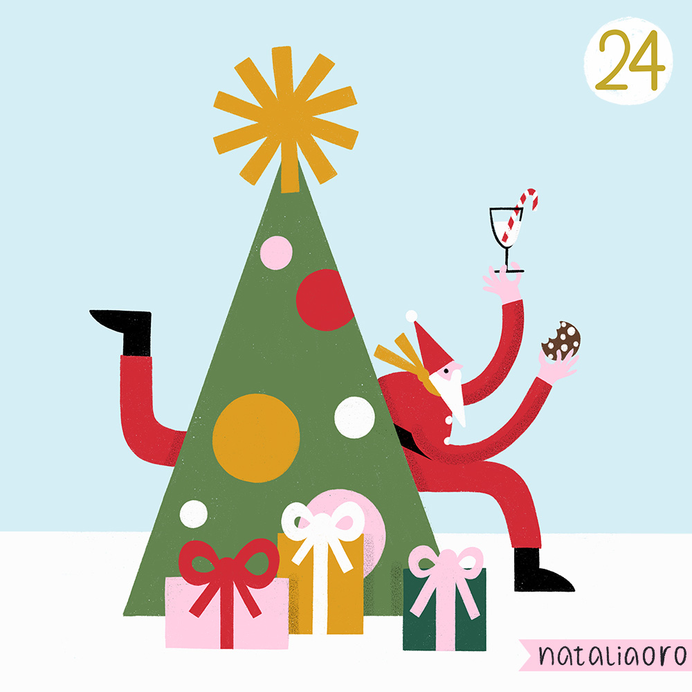 Day 24-Christmas Santa Claus with Milk,Cookies and a Christmas Tree, personal project by nataliaoro