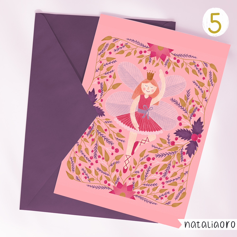 Day 5-Christmas Sugar Plum Fairy Greeting Card, personal project by nataliaoro