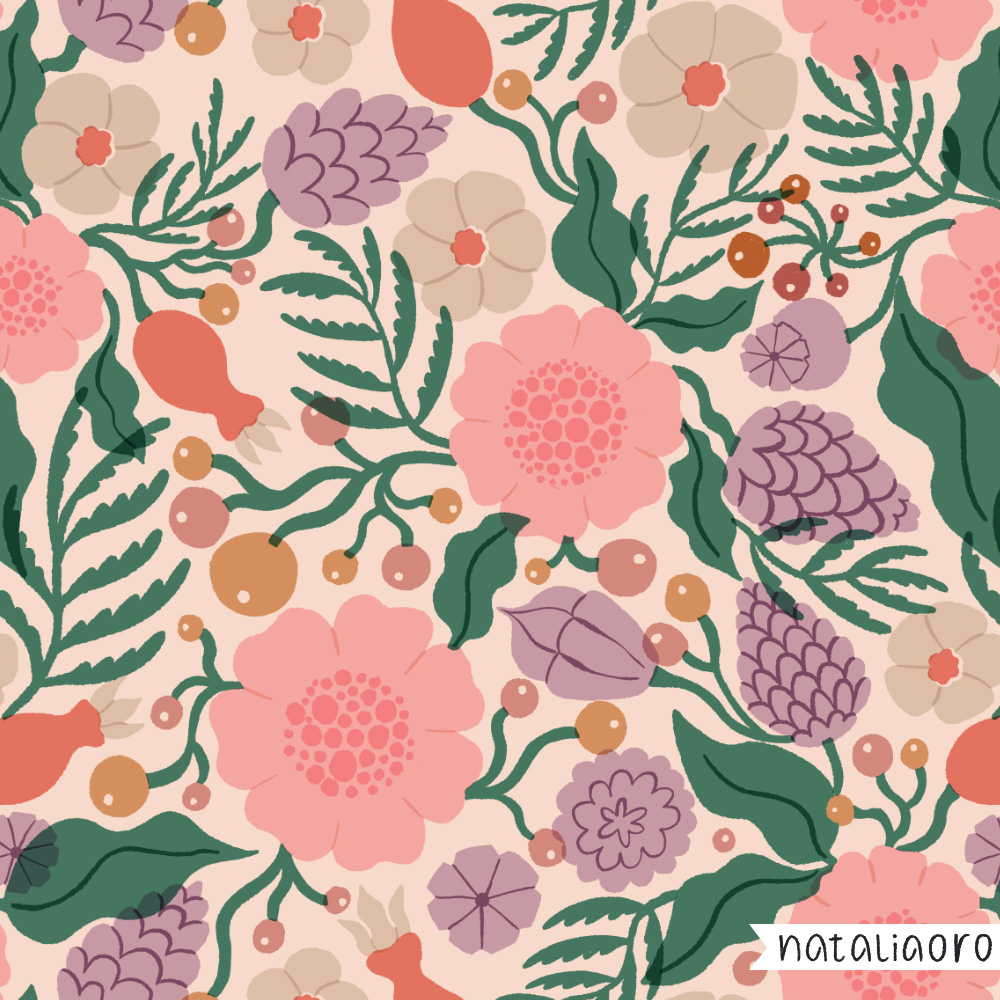 Intricate Autumn Foliage Floral Pattern by nataliaoro