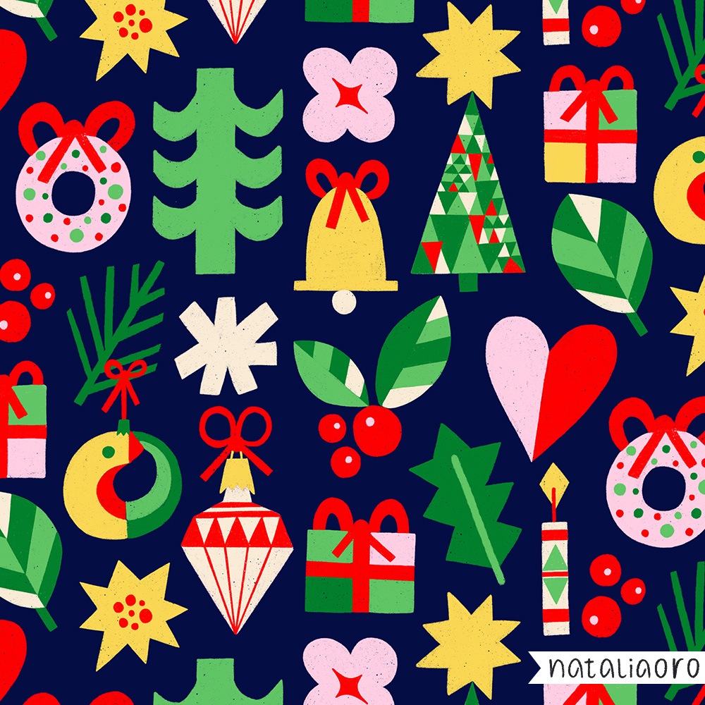 Christmas Fun Pattern with Chunky Icons by nataliaoro