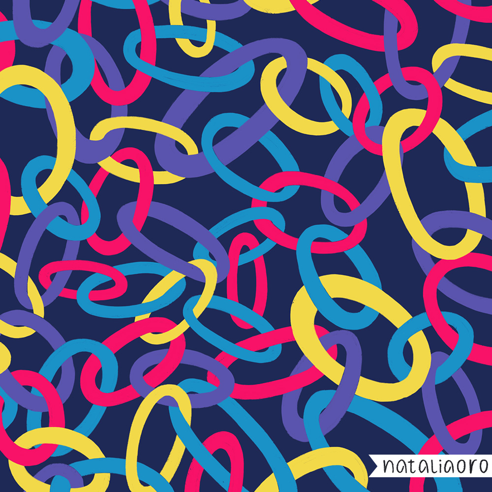 Playful and colourful loops abstract pattern by nataliaoro