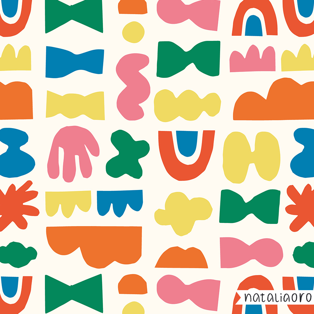 Playful abstract shapes geo pattern by nataliaoro