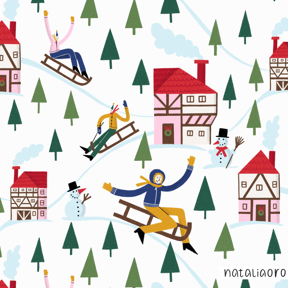 Winter time pattern with a sleigh run by nataliaoro