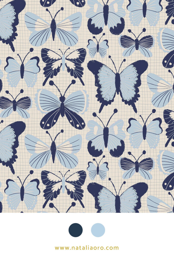 Method 9 - butterflies surface pattern design - by nataliaoro