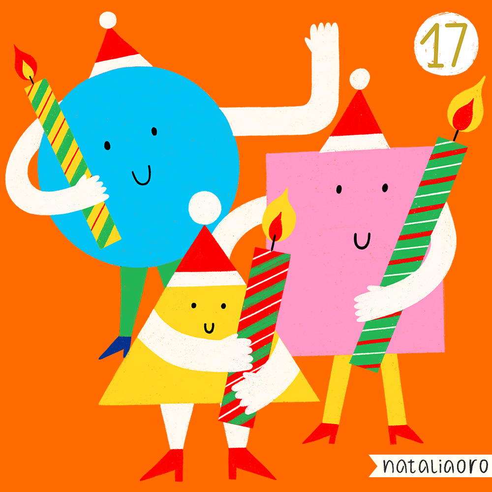 Day 17 - 3th Advent, character holding a candle, spot illustration, personal project by nataliaoro