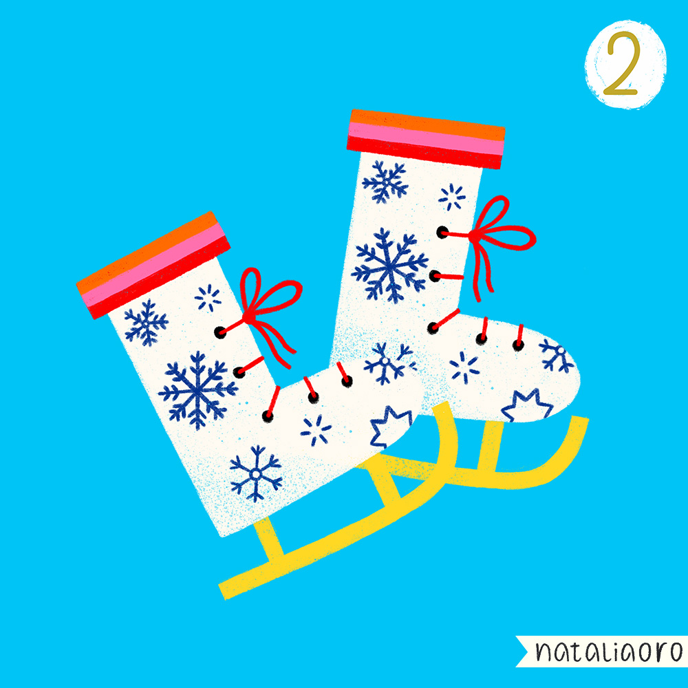 Day 2 - ice skates, spot illustration, personal project by nataliaoro
