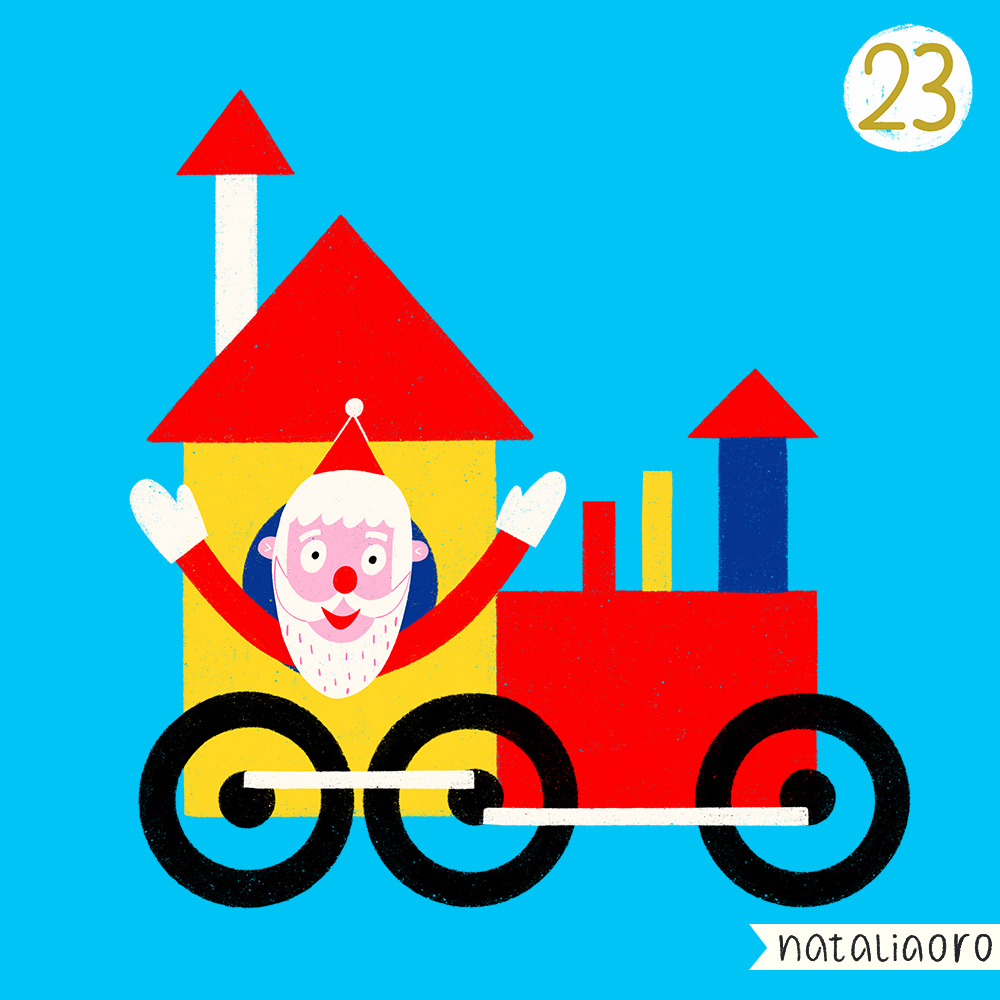 Day 23 - Santa Claus on the train, spot illustration, personal project by nataliaoro