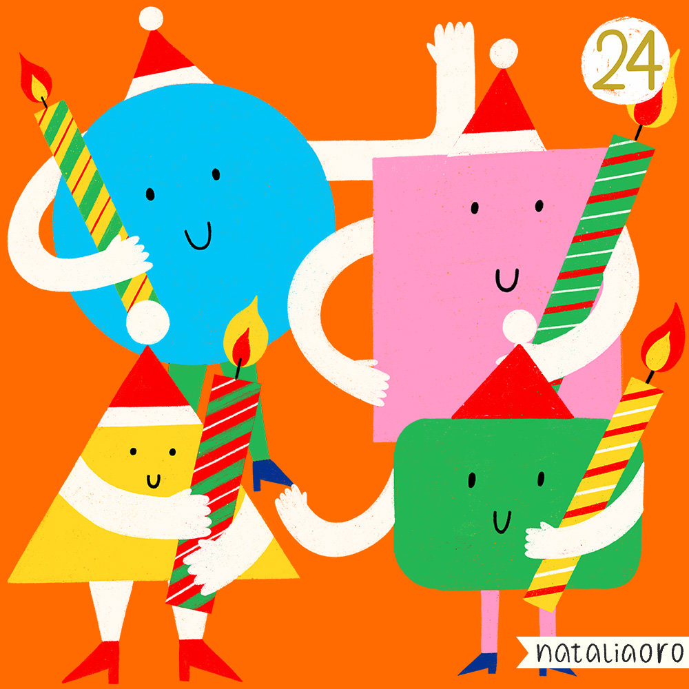 Day 24 - 4th Advent, character holding a candle, spot illustration, personal project by nataliaoro