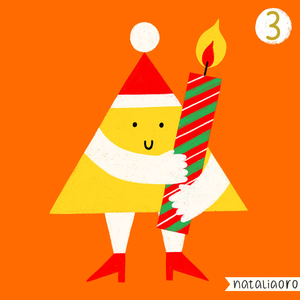 Day 3 - 1th Advent, character holding a candle, spot illustration, personal project by nataliaoro