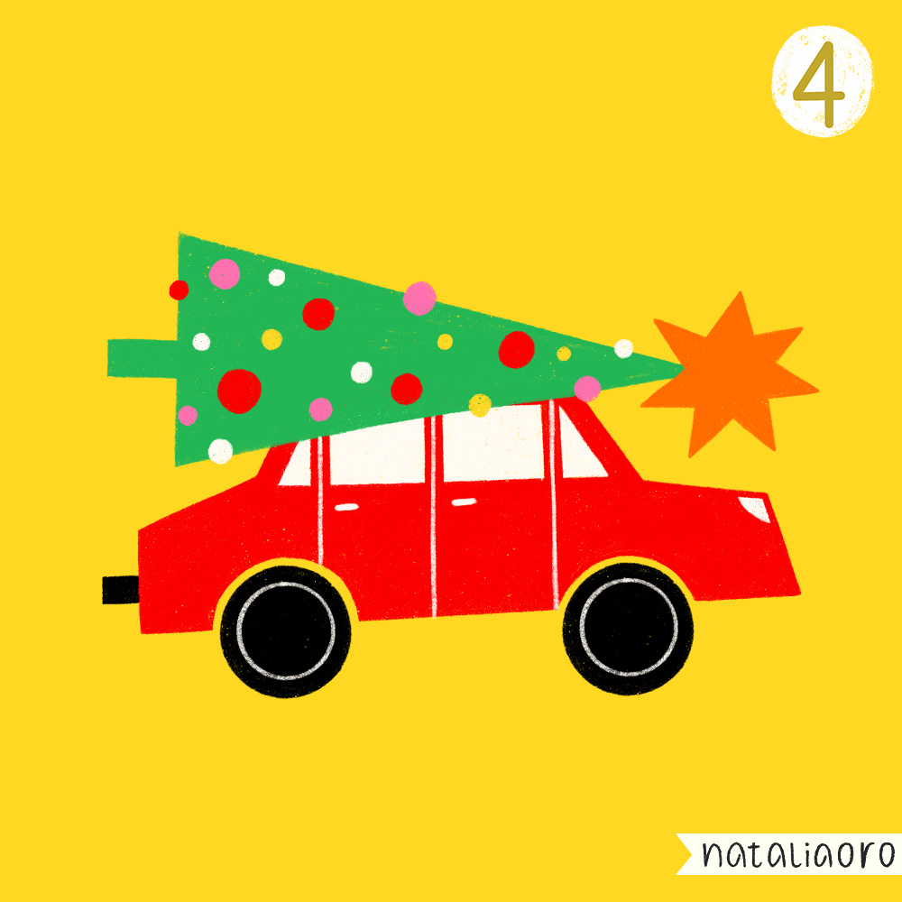 Day 4, Car and a Christmas tree, personal project by nataliaoro