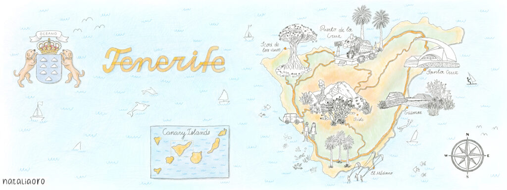 Illustrated map of Tenerife, nataliaoro