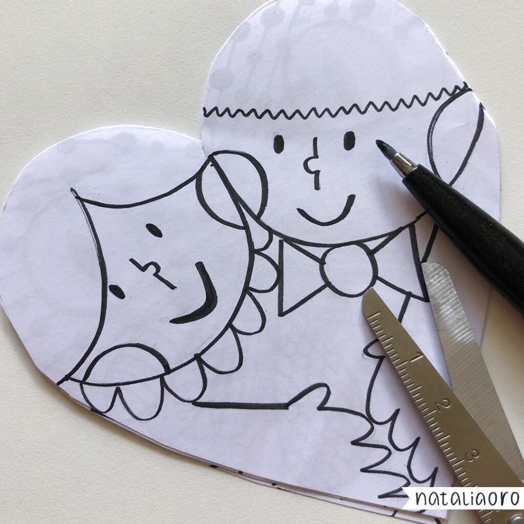 Heart-shaped drawing - Line drawing of a loving couple, nataliaoro