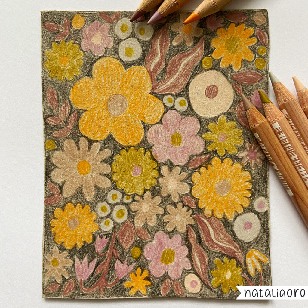 Colour combinations - floral composition on a dark grey background and colour palette, nataliaoro