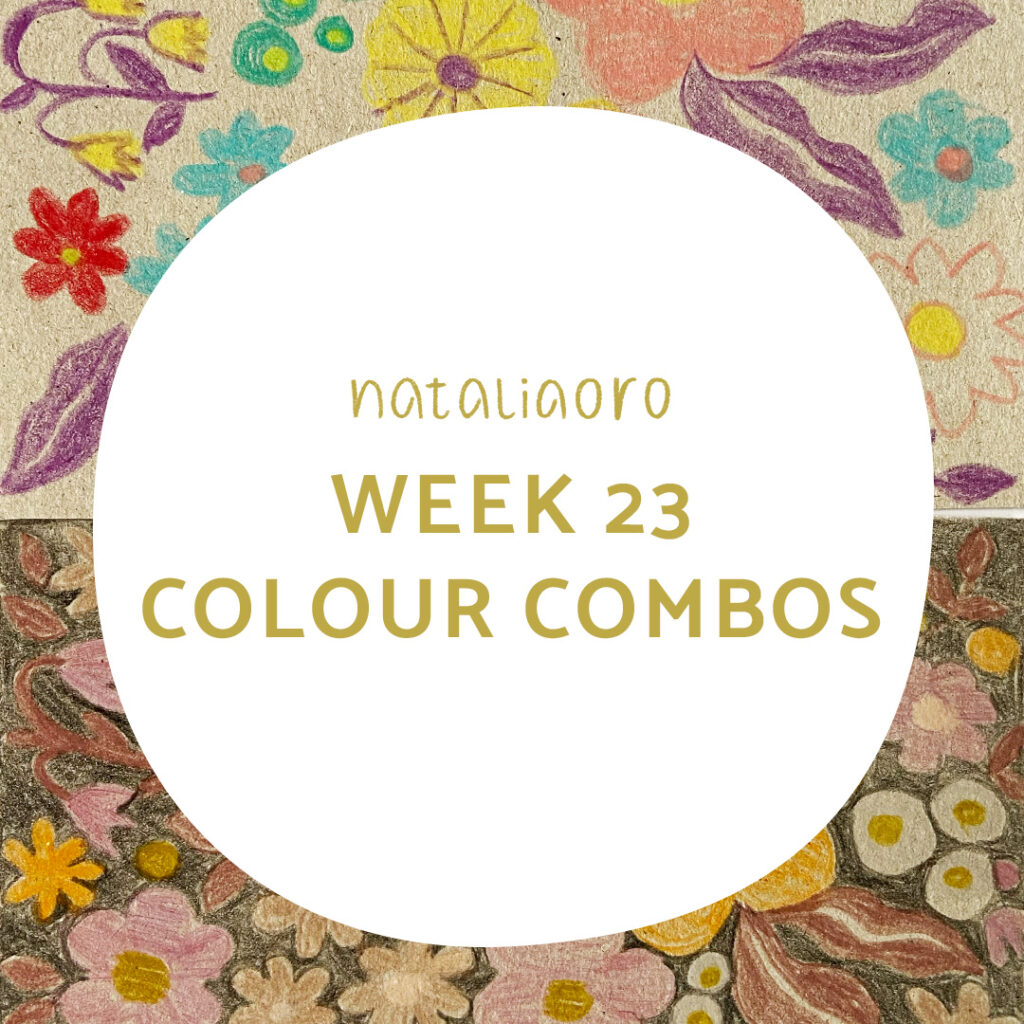Colour combinations - floral composition on a different background and colour palette, title image, nataliaoro