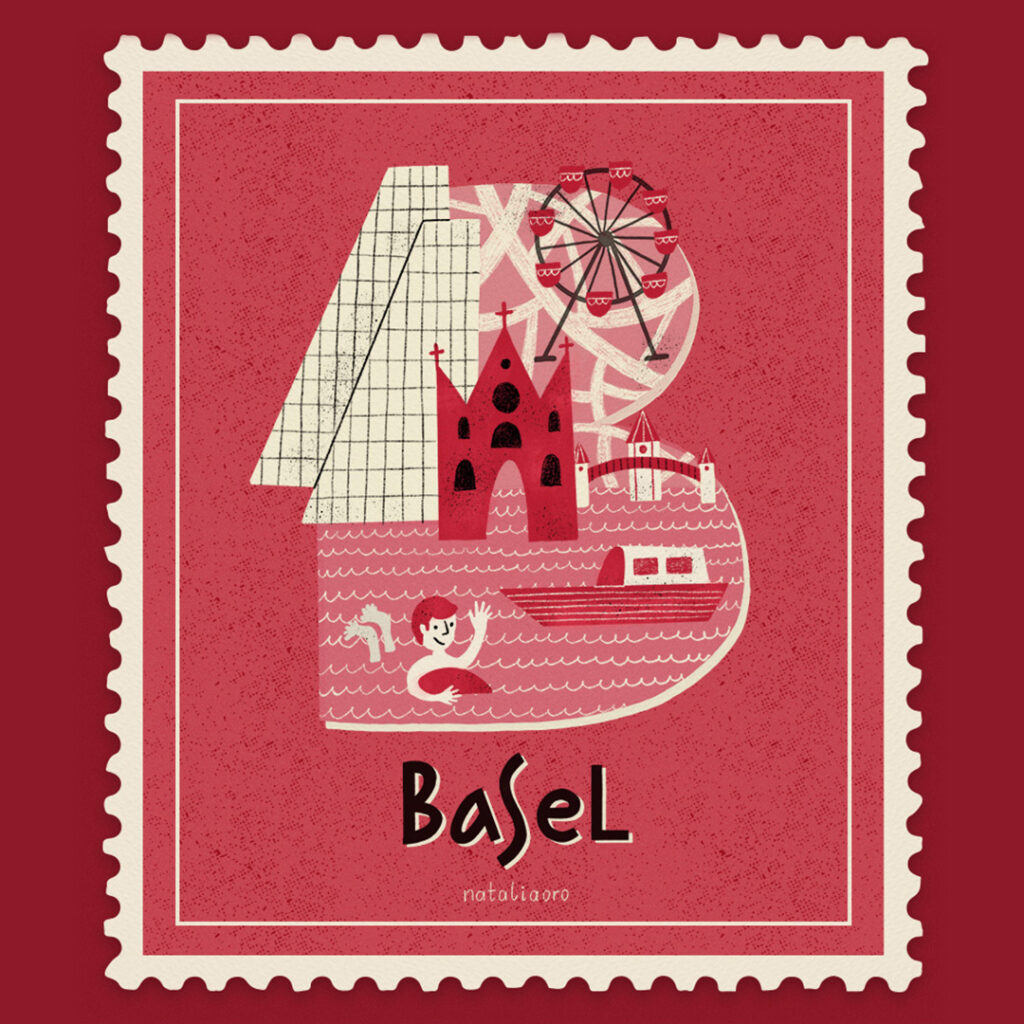 Week 30 of my creative practice experiment - ABC of city names and the most popular places to go there, letter B for Basel, nataliaoro