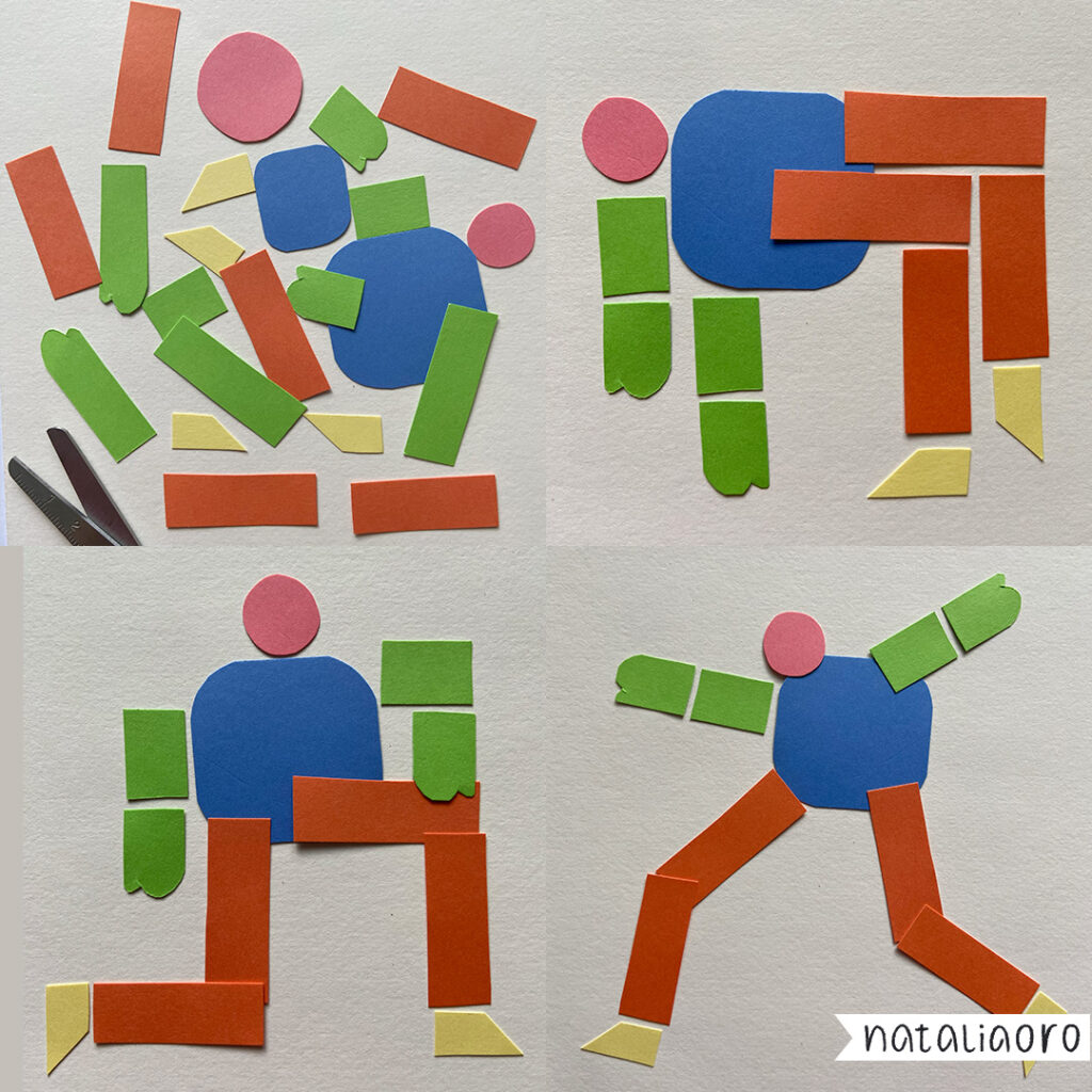 Week 38 of my creative practice experiment - study of people's poses with the help of paper cut-outs, by nataliaoro, 2024