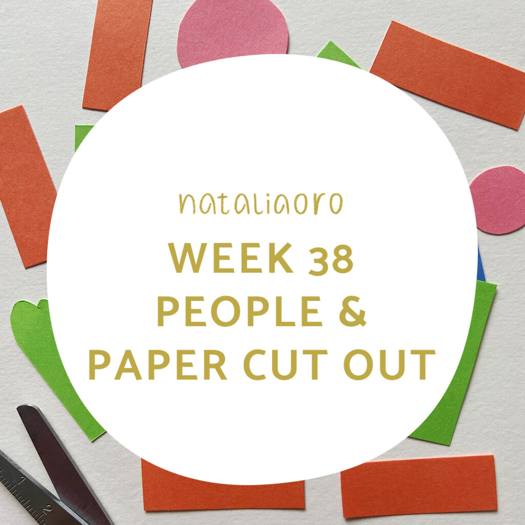 Week 38 of my creative practice experiment - study of people's poses with the help of paper cut-outs, title image, by nataliaoro, 2024