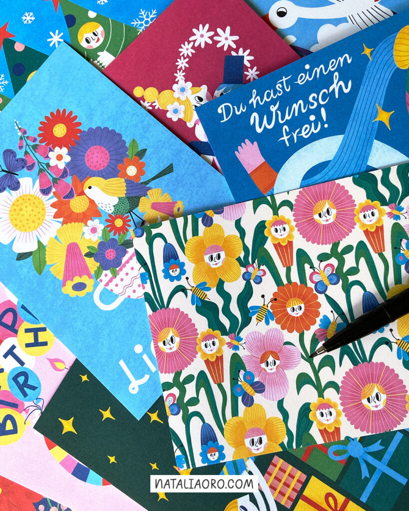 Illustrated greeting cards collection for paruspaper by nataliaoro 2025