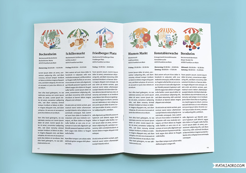 Illustrated map of Frankfurt's farmers' markets for an editorial usage, by nataliaoro