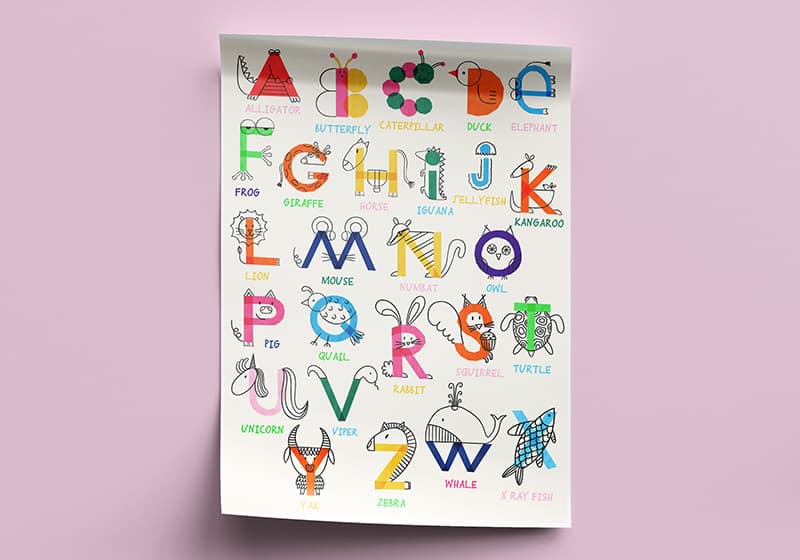 animal alphabet illustration on a poster, nataliaoro